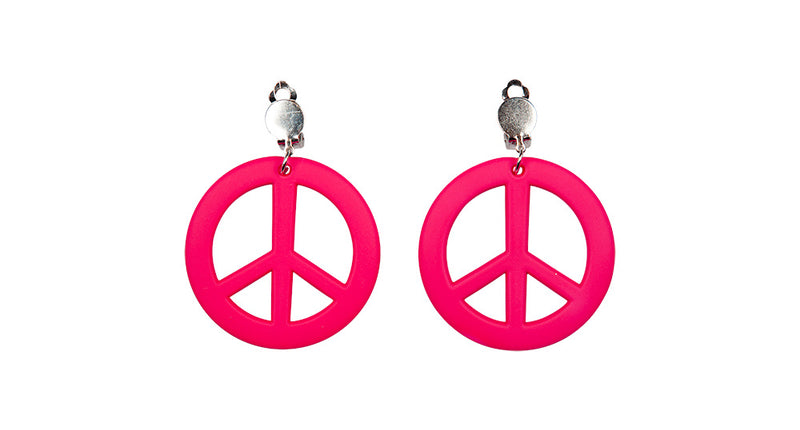 e-carnavalskleding-SYK Hippie oorbellen peace Georgia roze