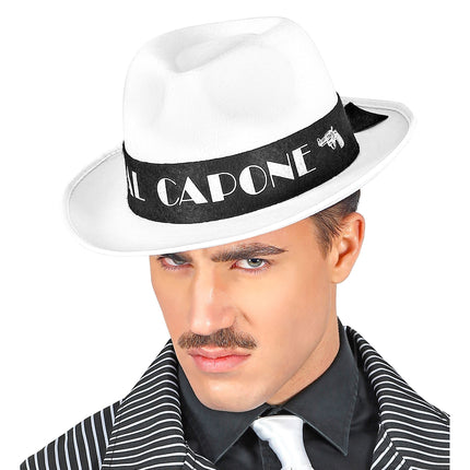 e-carnavalskleding-SYK Hoed Al Capone wit