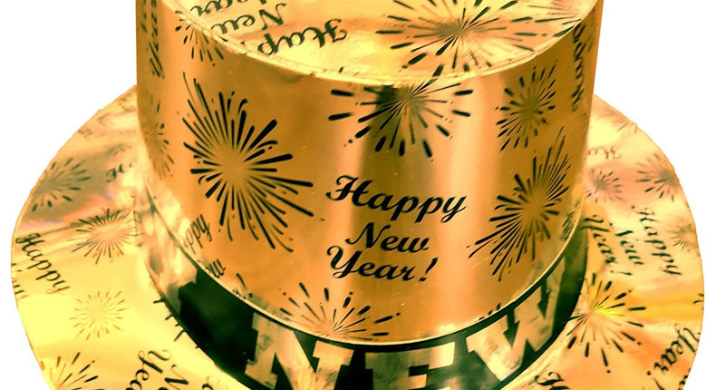 e-carnavalskleding-SYK Hoge hoed Happy New Year goud