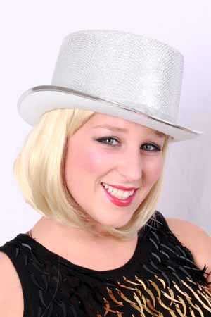 e-carnavalskleding-SYK Hoge hoed lurex glitter zilver