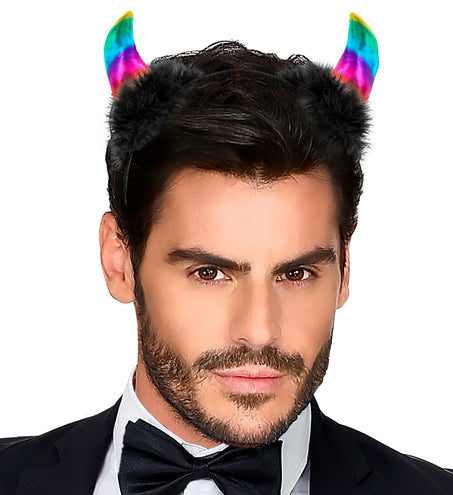 e-carnavalskleding-SYK Hoofdband pailletten hoorntjes Evi regenboog