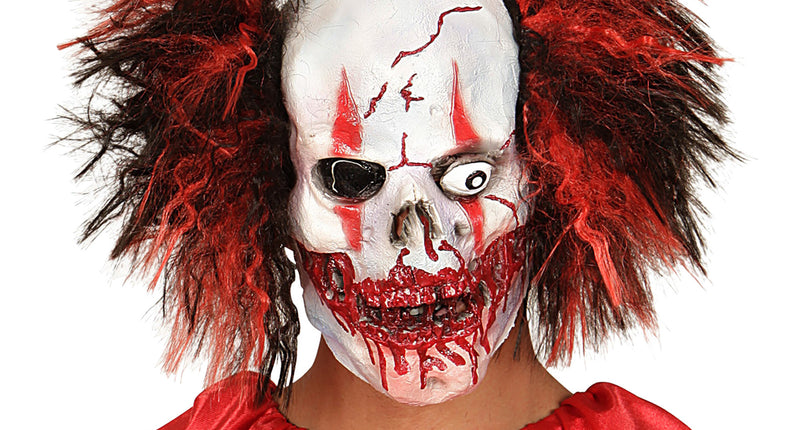 e-carnavalskleding-SYK Horror clown masker rood zwart