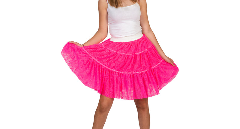 e-carnavalskleding-SYK Kanten petticoat Nikki in neon roze