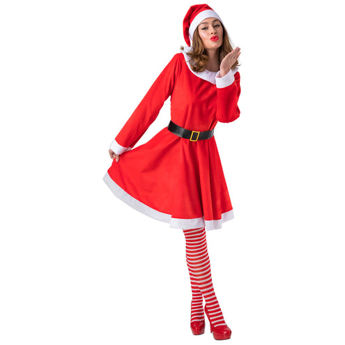 e-carnavalskleding-SYK Kerstjurkje velours Ella dames