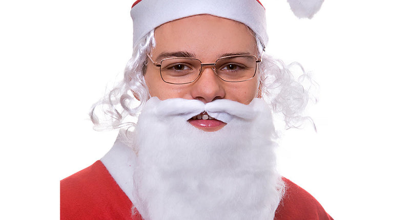 e-carnavalskleding-SYK Kerstman hoed met haar, baard en bril