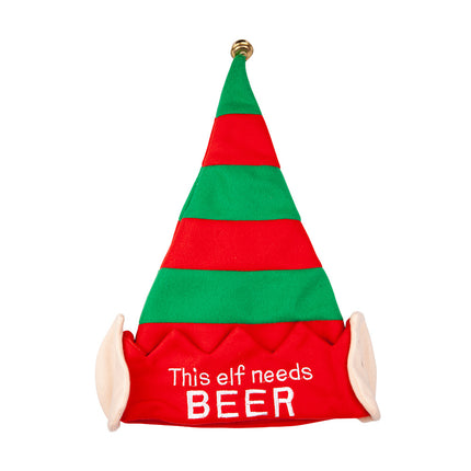 e-carnavalskleding-SYK Kerstmuts met tekst Deze elf heeft bier nodig