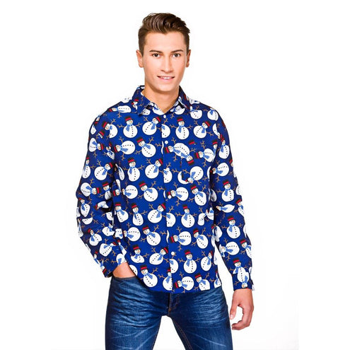e-carnavalskleding-SYK Kerstshirt sneeuwpoppetjes