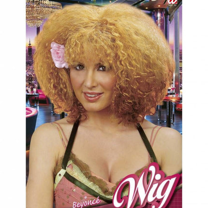 e-carnavalskleding-SYK Krulpruik Beyonce met bloem blond