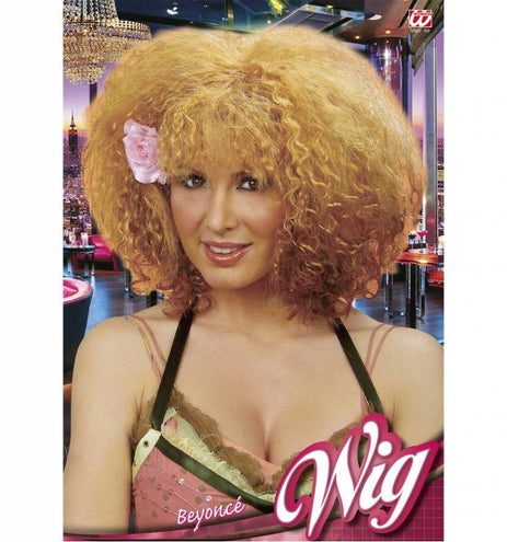 e-carnavalskleding-SYK Krulpruik Beyonce met bloem blond