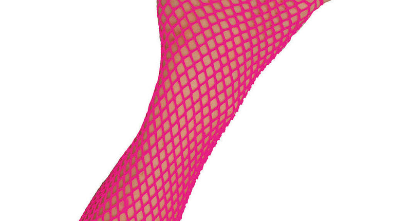 e-carnavalskleding-SYK Lange vingerloze nethandschoenen neon roze