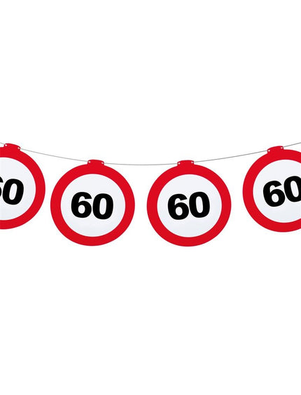 e-carnavalskleding-SYK Leeftijd slinger 60 jaar met verkeersbord 12mtr.