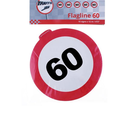 e-carnavalskleding-SYK Leeftijd slinger 60 jaar met verkeersbord 12mtr.