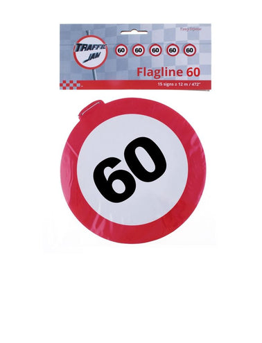 e-carnavalskleding-SYK Leeftijd slinger 60 jaar met verkeersbord 12mtr.