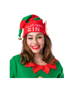 e-carnavalskleding-SYK Leuke kerstmuts met tekst Deze elf heeft gin nodig