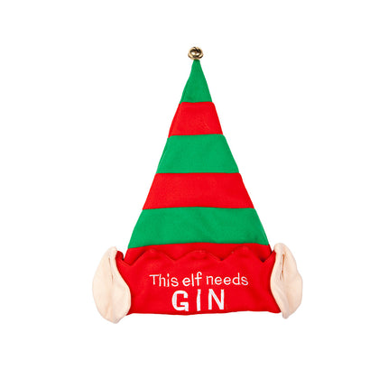 e-carnavalskleding-SYK Leuke kerstmuts met tekst Deze elf heeft gin nodig