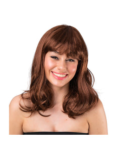 e-carnavalskleding-SYK Mooie golvende pruik brunette