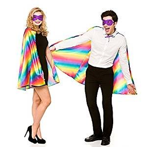 e-carnavalskleding-SYK Mooie regenboog cape met oogmasker