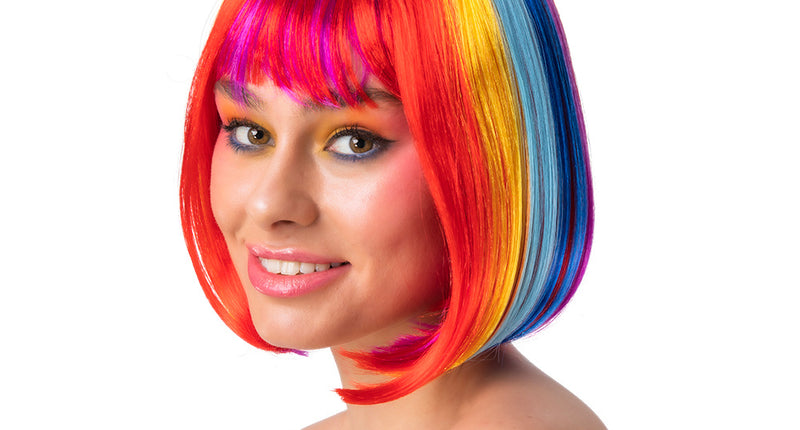 e-carnavalskleding-SYK Mooie regenboog pruik bobline