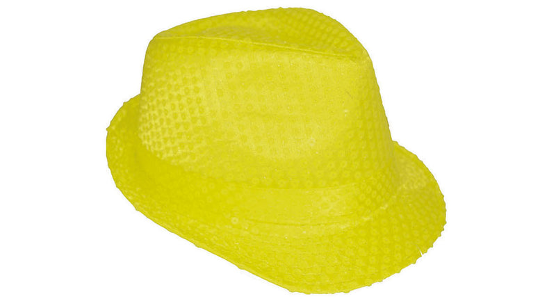 e-carnavalskleding-SYK Neon gele glitter gleufhoed Kojak
