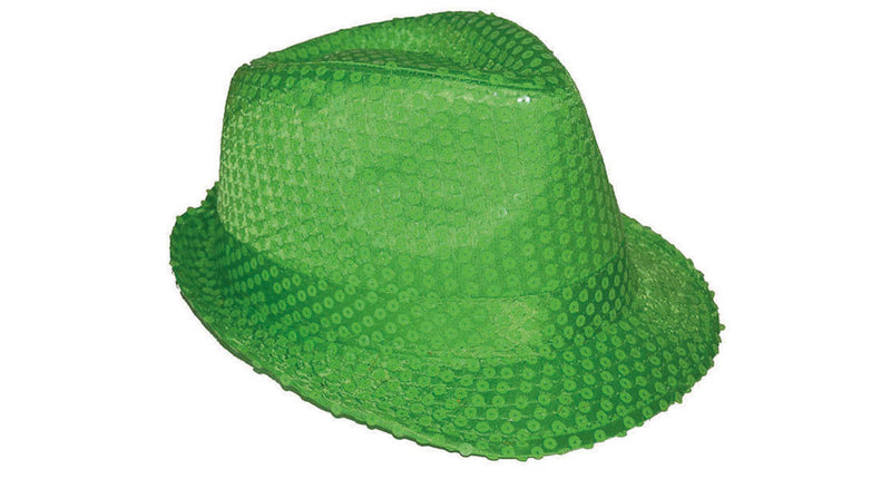 e-carnavalskleding-SYK Neon groene glitter gleufhoed Kojak
