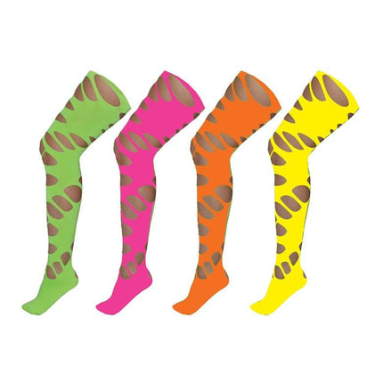 e-carnavalskleding-SYK Neon oranje disco panty met grote gaten