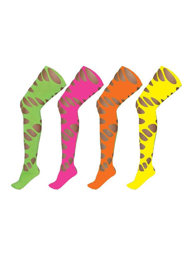 e-carnavalskleding-SYK Neon oranje disco panty met grote gaten