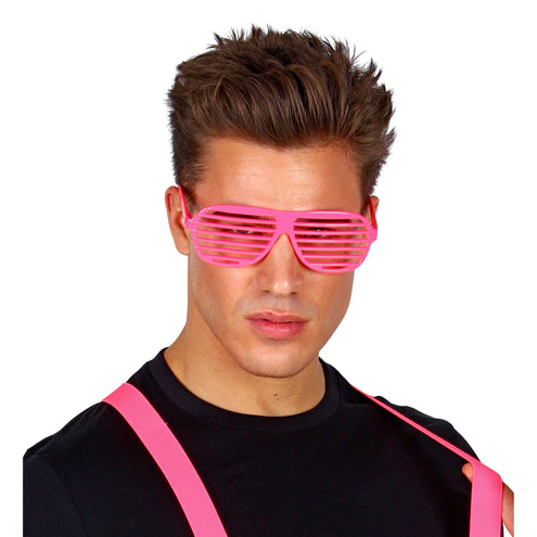 e-carnavalskleding-SYK Neon roze bril met luikjes