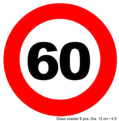 e-carnavalskleding-SYK Onderzetters verkeersbord 60 jaar