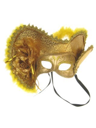 e-carnavalskleding-SYK Oogmasker dames venetie goud + hoed