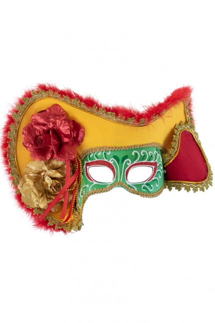 e-carnavalskleding-SYK Oogmasker dames venetie rood/geel/groen