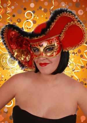 e-carnavalskleding-SYK Oogmasker dames venetie rood+hoed