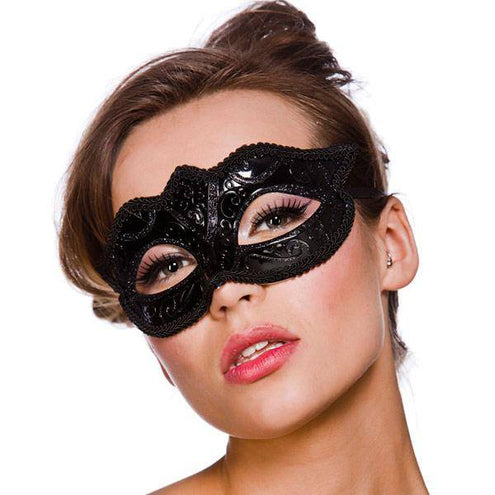 e-carnavalskleding-SYK Oogmasker Verona zwart met zwarte glitters