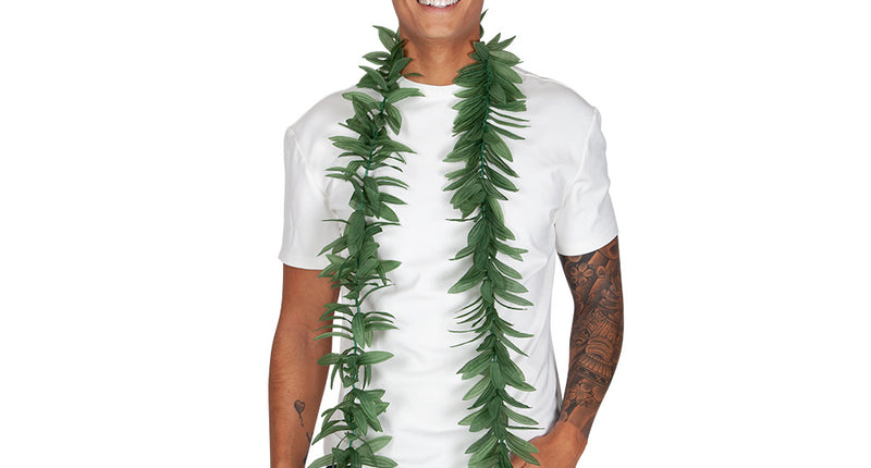 e-carnavalskleding-SYK Open Hawaii slinger met groene blaadjes