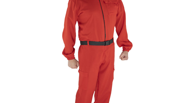 e-carnavalskleding-SYK Overall rood met Koreaans game masker unisex 160cm