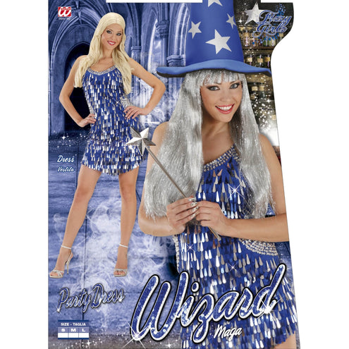 e-carnavalskleding-SYK Pailletten jurk blauw zilver Ella Small