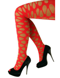 e-carnavalskleding-SYK Panty grote gaten rood one size
