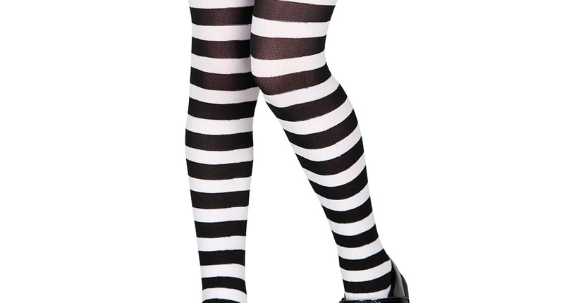 e-carnavalskleding-SYK Panty kind Mila zwart wit gestreept
