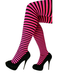 e-carnavalskleding-SYK Panty streep roze/zwart one size