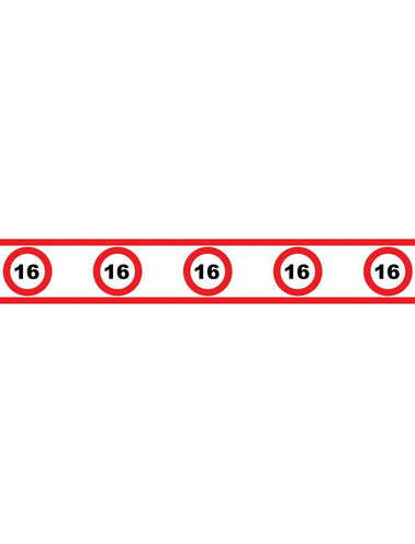 e-carnavalskleding-SYK Party tape 16 jaar met verkeersborden 610x8cm