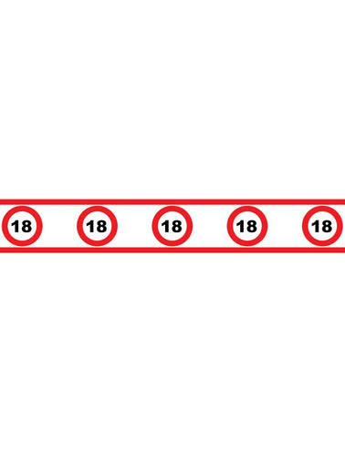 e-carnavalskleding-SYK Party tape 18 jaar met verkeersborden 610x8cm