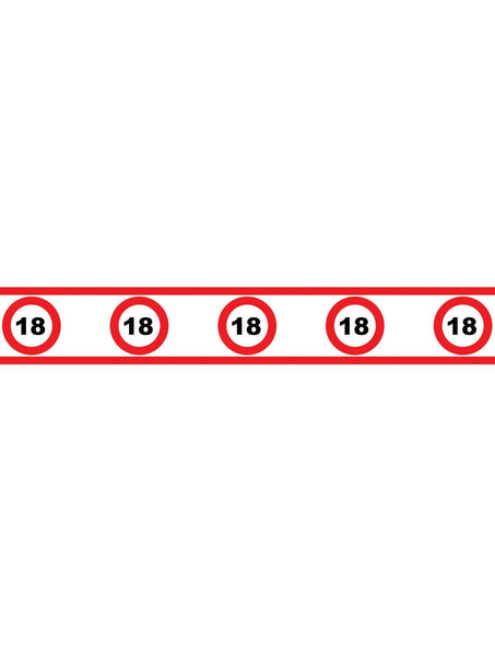 e-carnavalskleding-SYK Party tape 18 jaar met verkeersborden 610x8cm