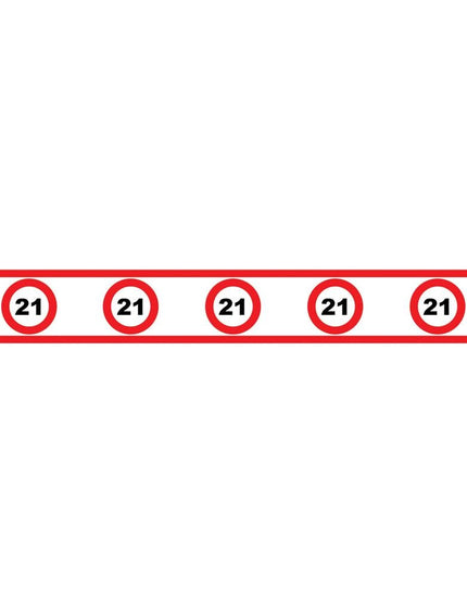 e-carnavalskleding-SYK Party tape 21 jaar met verkeersborden 610x8cm