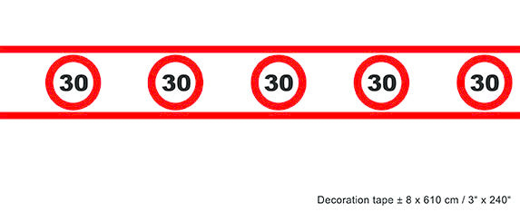 e-carnavalskleding-SYK Party tape 30 jaar met verkeersborden 610x8cm