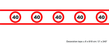 e-carnavalskleding-SYK Party tape 40 jaar met verkeersborden 610x8cm