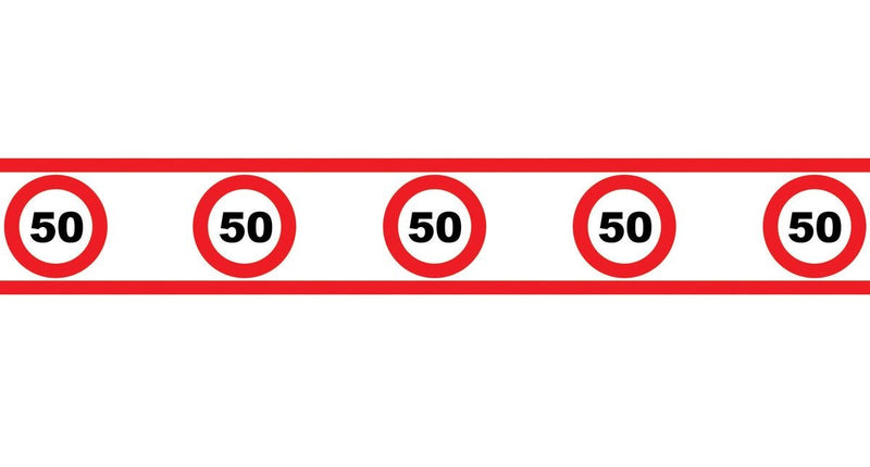 e-carnavalskleding-SYK Party tape 50 jaar met verkeersborden 610x8cm