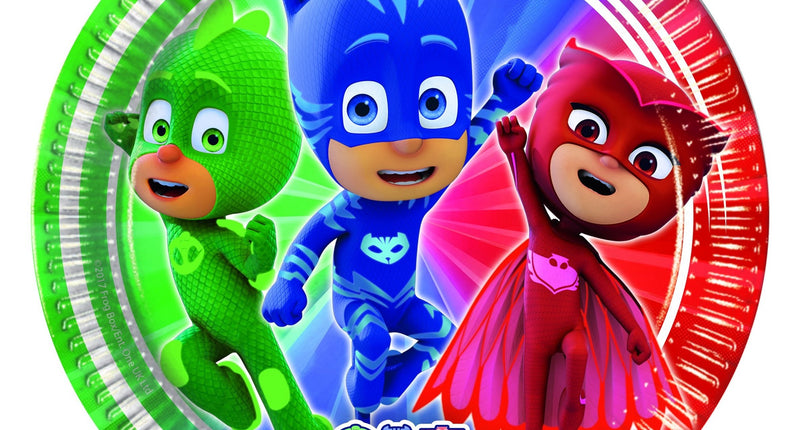 e-carnavalskleding-SYK PJ Masks papieren borden 8 stuks  20cm