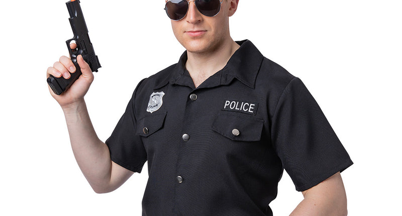 e-carnavalskleding-SYK Politie shirt George zwart