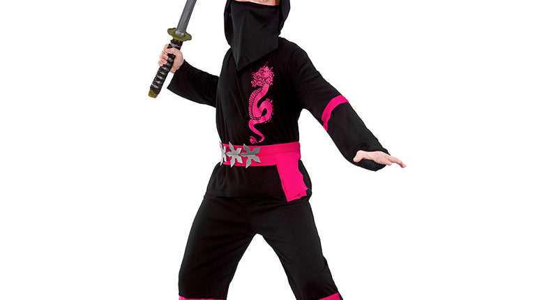 e-carnavalskleding-SYK Power Ninja pak zwart/roze