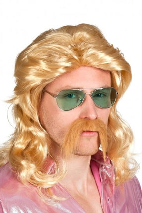 e-carnavalskleding-SYK Pruik Barry blond met snor