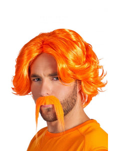 e-carnavalskleding-SYK Pruik chuck met snor oranje